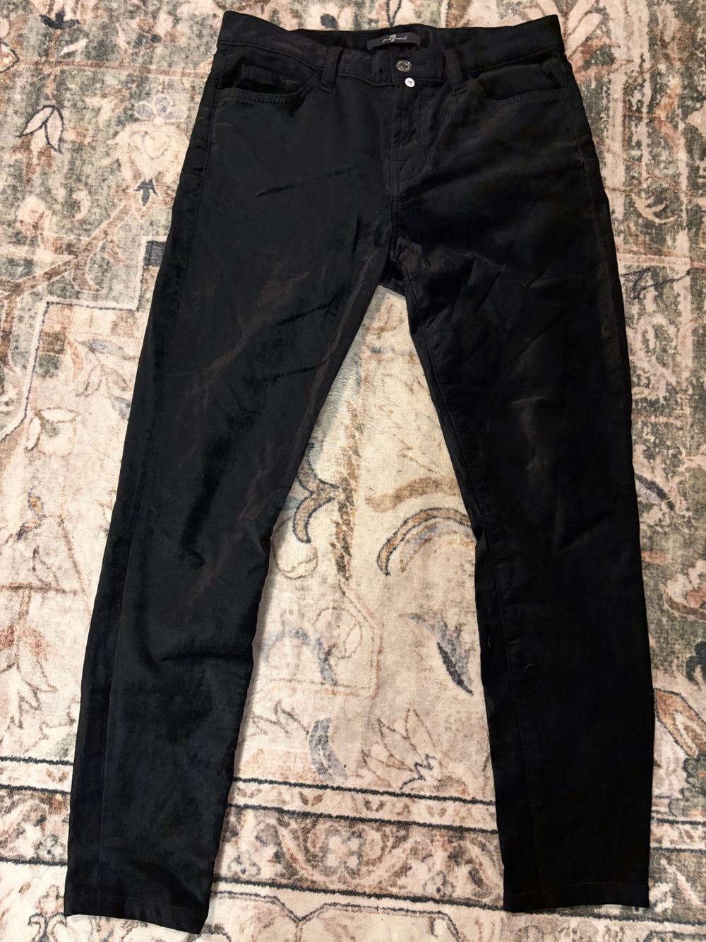 7 For All Mankind Black Velvet Slim Pants Size 27